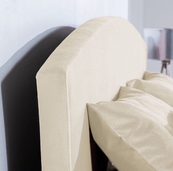 Meisterbetten Boxspringbett Huss 100x200 in VS-Creme, Matratzenbezug Nano, Ergoflex-Topper Bild 5