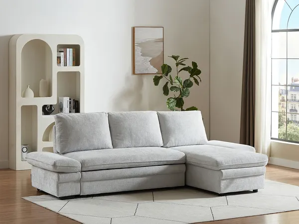 Vente-unique - SIVIARA Sofa Stoff Grau - B 146 cm x H 85 cm x L 258 cm