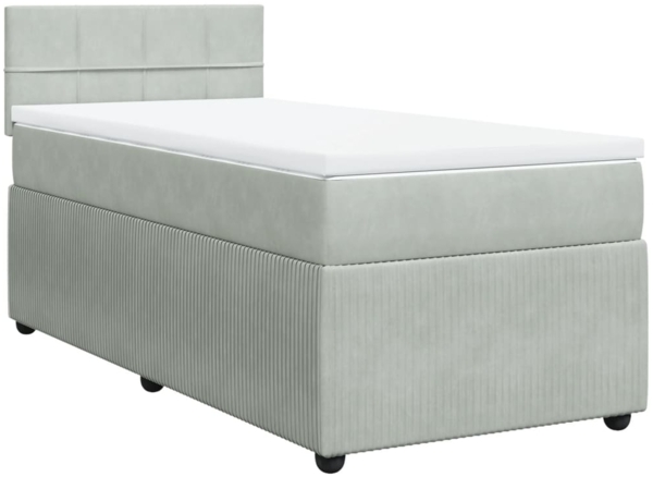 vidaXL Boxspringbett mit Matratze Hellgrau 80x200 cm Samt 3287590