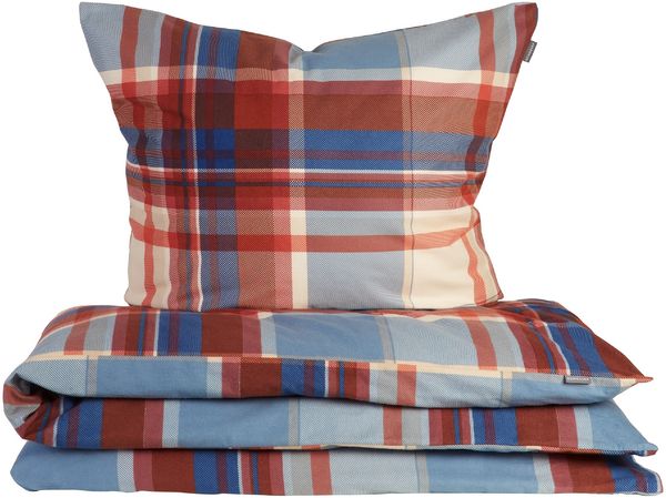 Schiesser Feinbiber Bettwäsche Set Solange aus weicher, wärmender Baumwolle, Farbe:Orange und Blau, Größe:135x200 cm
