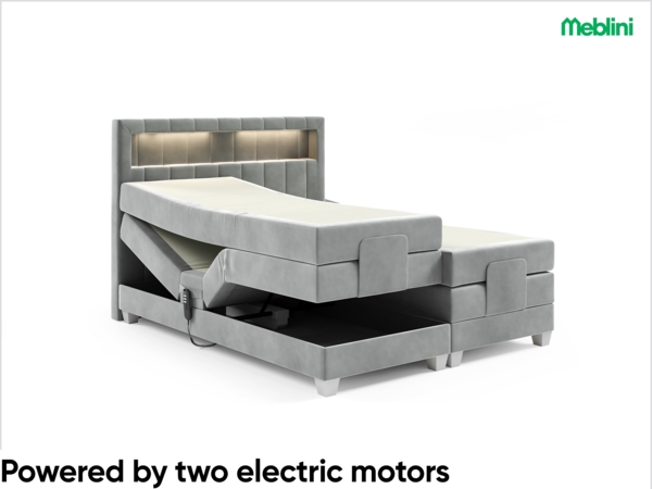 MEBLINI Boxspringbett Elektrisch ASPERO 200x200 cm mit Bettkasten und LED – H3/Braun Samt Polsterbett - Doppelbett mit Toppers & Taschenfederkern-Matratzen Bild 6