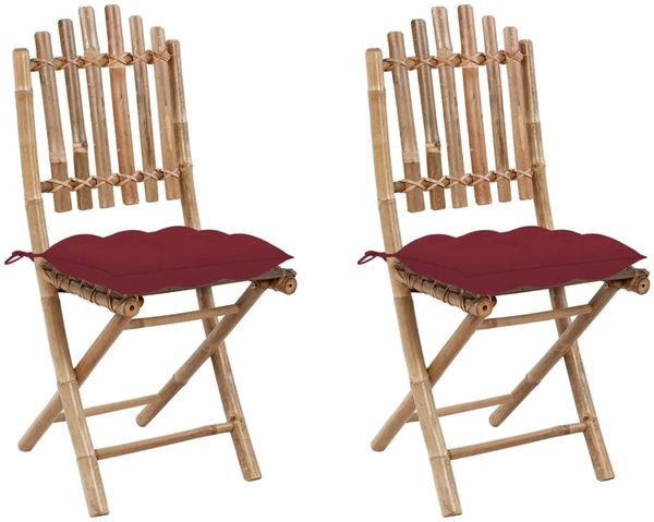 vidaXL Klappbare Gartenstühle 2 Stk. mit Kissen Bambus 3064011