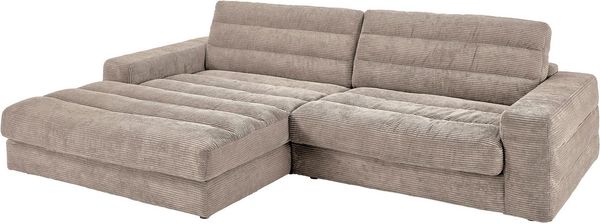 3C Candy Ecksofa Stripes Mega-Sofa, bequem und komfortabel, L-Form, Lose Rückenkissen, mit feiner Quersteppung, Cord-Bezug