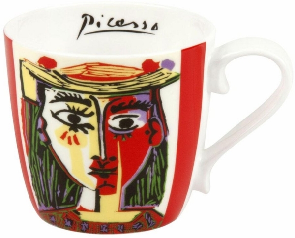 KÖNITZ 1120571991 Becher Picasso - Femme Au Chapeau (Frau mit Hut) - 450 ml aus Bone China Porzellan
