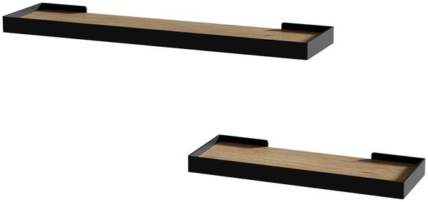 Wandregal Erni Schwarz/Eiche 60 x 3 cm 2er-Set Vicco