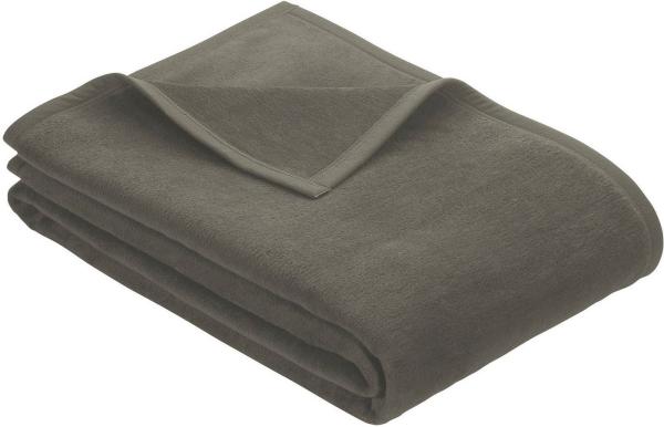 Ibena Porto Decke 150x200 cm – Baumwollmix weich, warm & waschbar, Kuscheldecke Oliv einfarbig