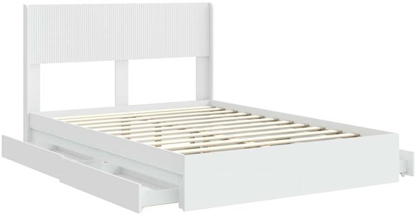 vidaXL Bettgestell mit Stauraum und Kopfteil Weiß 140 x 190 cm 3414383 Bild 5