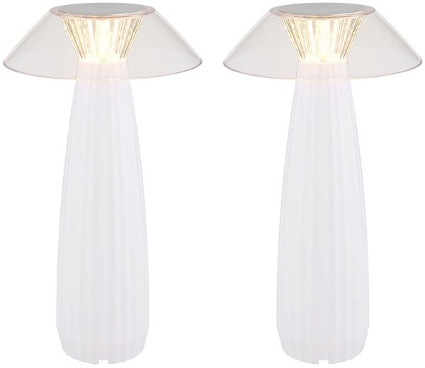 2x LED Tischleuchte ILLUMI, Weiß, Akku, Touchdimmer, H 28 cm