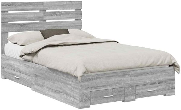 Einzelbettgestell Design für Erwachsene mit Schubladen mit Kopfteil Holzwerkstoff 120 x 190 cm d3650e