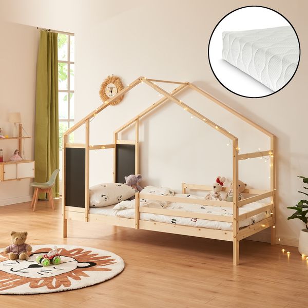 Kinderbett Lorenskog mit Matratze 90x200 cm Natur [en. casa]