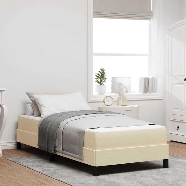 vidaXL Boxspringbett mit Matratze Creme 100 x 200 cm Stoff 3398470