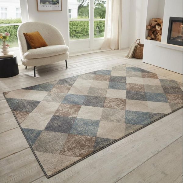 HANSE Home Teppich Bakke, rechteckig, Höhe: 8 mm, Kurzflor, Läufer, Rauten-Muster, Wohnzimmer, Schlafzimmer, Esszimmer