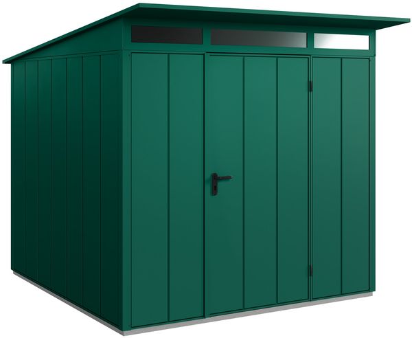Hörmann Ecostar Metall-Gerätehaus Elegant mit Pultdach Typ 2, 238x238 cm , moosgrün, 5,7 m²,1-flüglige Tür