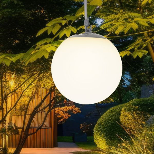 LED Solar Hängeleuchte, Kunststoff weiß, Gummischlaufe, H 75 cm