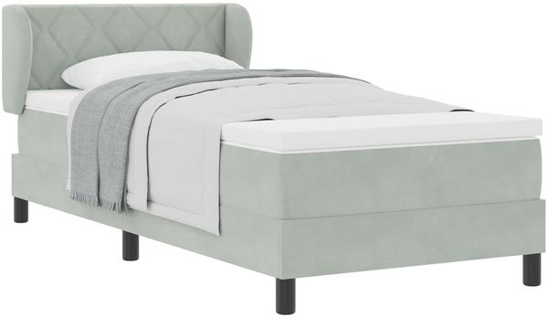 vidaXL Boxspringbett mit Kopfteil Hellgrau 90 x 200 cm Samt 3340424 Bild 2