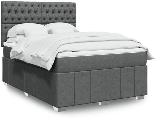 vidaXL Boxspringbett mit Matratze Dunkelgrau 160x200 cm Stoff 3291727