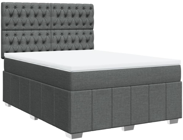 vidaXL Boxspringbett mit Matratze Dunkelgrau 160x200 cm Stoff 3291727