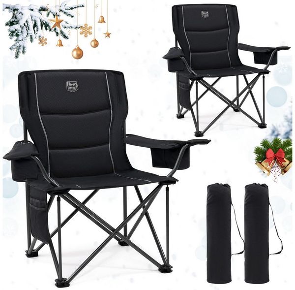 TIMBER RIDGE Campingstuhl Faltbarer Stuhl, 200KG Belastbar,TIMBER RIDGE Übergroßer Bequem (2 St), aus 600D Polyester, mit höhenverstellbaren Armlehnen