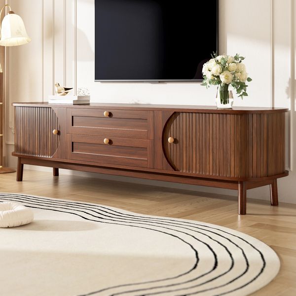TV-Schrank 170 x 39,5 x 46 cm mit Türen und Schubladen – TV-Board aus MDF in Nussbaum
