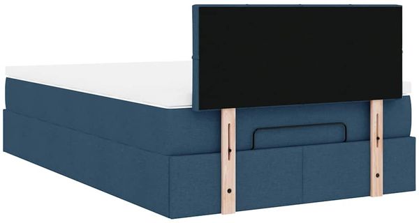 vidaXL Ottomane Bett mit Matratze & LEDs Blau 120x200 cm Stoff 3312304 Bild 12