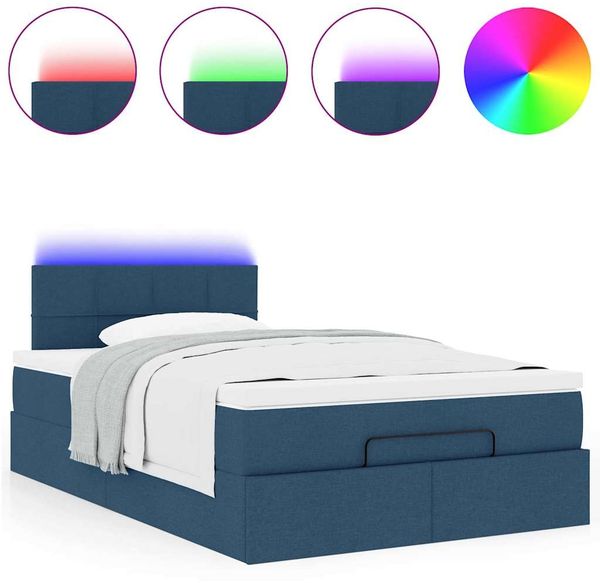 vidaXL Ottomane Bett mit Matratze & LEDs Blau 120x200 cm Stoff 3312304 Bild 5