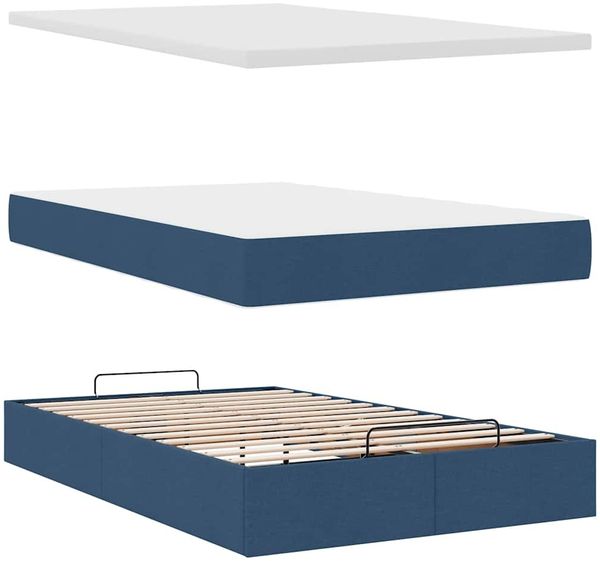 vidaXL Ottomane Bett mit Matratze & LEDs Blau 120x200 cm Stoff 3312304 Bild 9