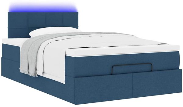 vidaXL Ottomane Bett mit Matratze & LEDs Blau 120x200 cm Stoff 3312304 Bild 6