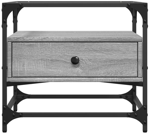 vidaXL Couchtisch mit Glasplatte Grau Sonoma 50x50x45 cm Stahl 846052 Bild 4