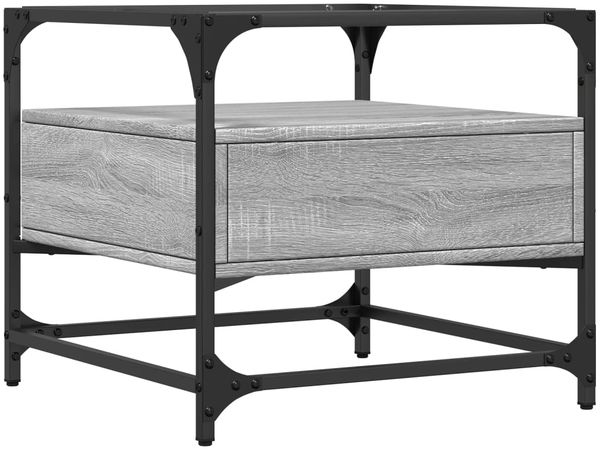 vidaXL Couchtisch mit Glasplatte Grau Sonoma 50x50x45 cm Stahl 846052 Bild 6
