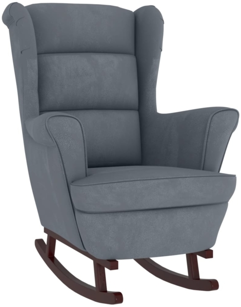 vidaXL Schaukelstuhl Ohrensessel Dunkelgrau Samt und Massivholz 329364