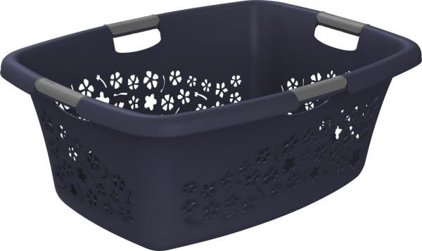 Rotho Wäschekorb Flowers 50 l midnight blau