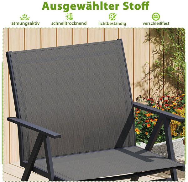 COSTWAY Gartenstuhl (2 St), Liegestühle mit Metallrahmen, bis 160kg