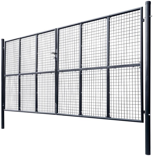vidaXL Maschen-Gartentor verzinkter Stahl 400 x 175 cm Grau 143378 Bild 2