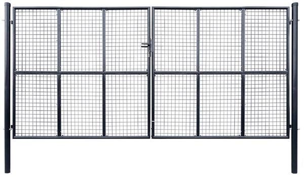 vidaXL Maschen-Gartentor verzinkter Stahl 400 x 175 cm Grau 143378