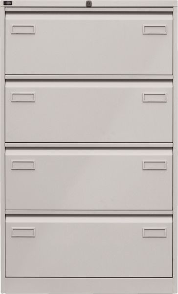 BISLEY Light Hängeregistraturschrank mit Schloss aus Metall in lichtgrau, 4 Schubladen, doppelbahnig - Hängeregisterschrank abschließbar, Hängeregistratur für Hängemappen & Hängeordner, CDF4-645