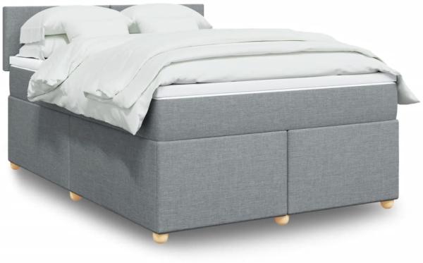 vidaXL Boxspringbett mit Matratze Hellgrau 160x200 cm Stoff 3286724