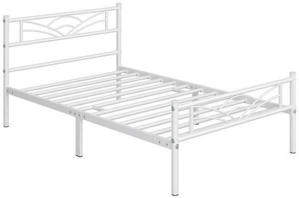 Yaheetech Metallbett mit Lattenrost, Wolkenmuster, Weiß, 90x190 cm