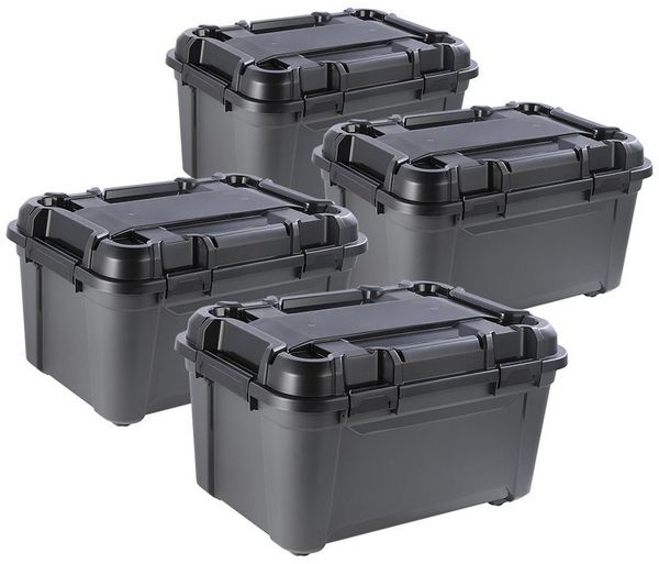 Kreher Aufbewahrungsbox 'Bunker' aus Kunststoff, wasserdicht & stapelbar, Set wählbar