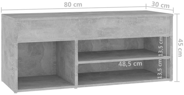 vidaXL Schuhbank Betongrau 80x30x45 cm Holzwerkstoff 808751 Bild 8