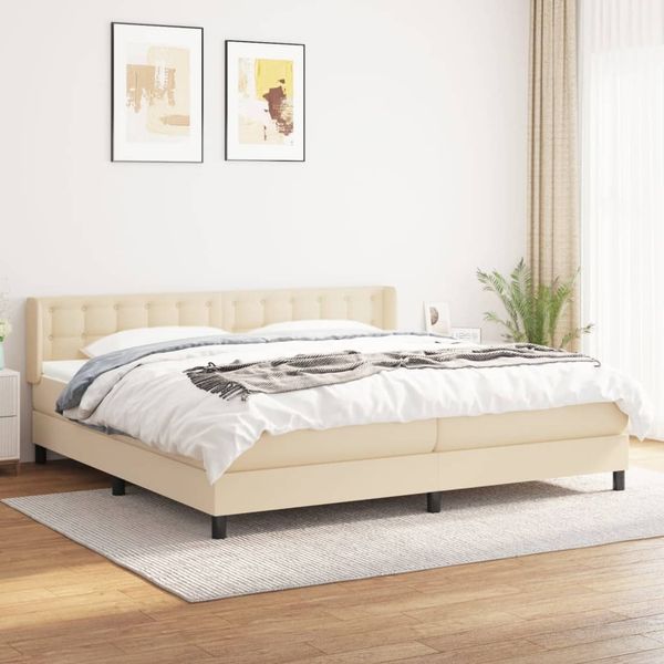 Boxspringbett mit Matratze Stoff Creme 200x200 cm, Härtegrad: H2 [3130062]