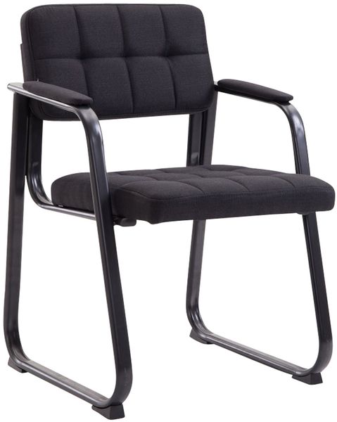 Besucherstuhl LONDON - Stoff Schwarz 59x58x84 cm | Besucherstühle Konferenzstuhl Wartezimmerstuhl Bürostühle Bürostuhl Konferenzraum Wartezimmer