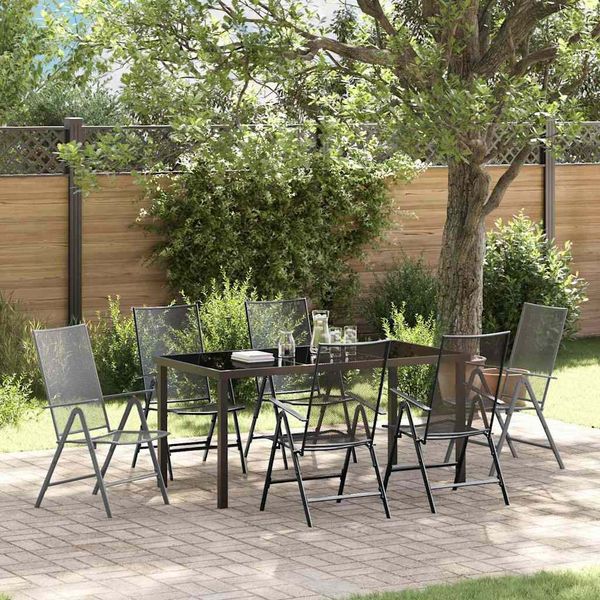 vidaXL Garten Essgruppe 7 pcs Anthrazit Pulverbeschichteter Stahl 3379293