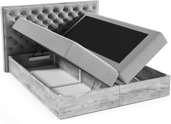 AX LIVING Boxspringbett 180x200 mit Bettkasten Clavio in Beige Bild 4