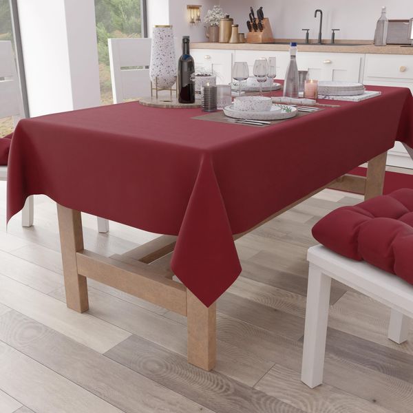 Petti Artigiani Italiani - Tischdecke, Küchentischdecke aus Baumwolle, einfarbig, Bordeaux X15 Plätze (140x300 cm)