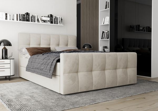 AX LIVING Boxspringbett 160x200 mit Bettkasten Settlio in Creme – Stil & Komfort