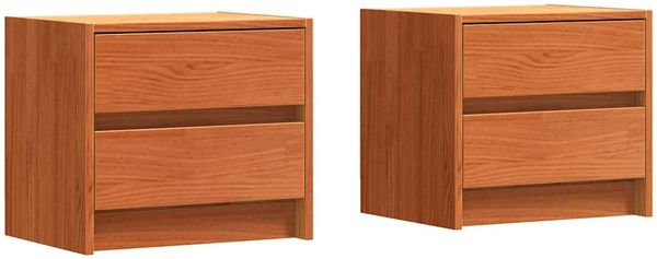2er-Set Nachttische, Beistelltische Schlafzimmer Wachsbraun 40 x 30.5 x 35.5 cm Kiefernholz