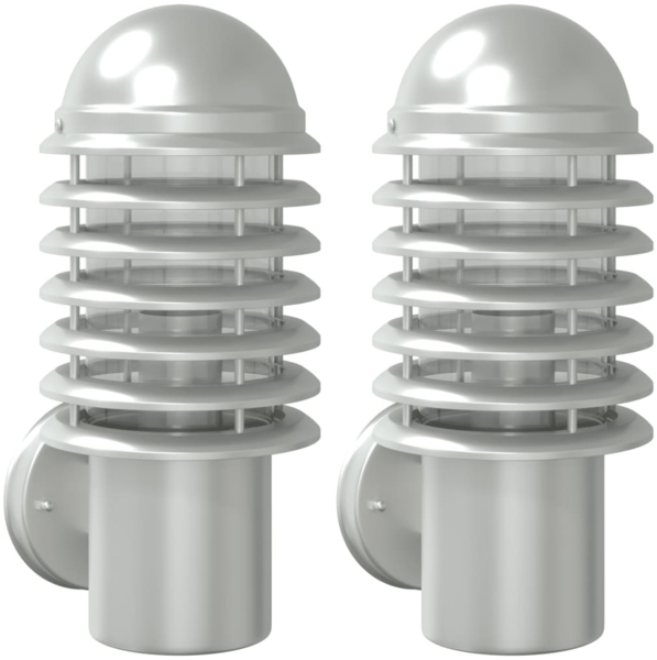 vidaXL Außenwandleuchten 2 Stk. Silbern Edelstahl 4006249