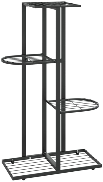 vidaXL Blumenständer 4-Etagen 43x22x76 cm Schwarz Metall 336108