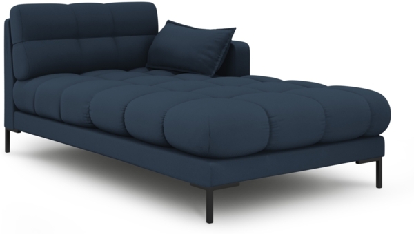 Micadoni Recamiere Mamaia 1-Sitzer Rechts Strukturierter Stoff Neve Blau schwarze Beine