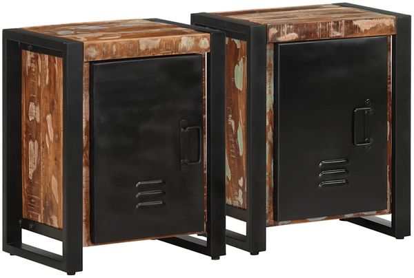 vidaXL Nachttische 2 Stk. Mehrfarbig Raues Mangoholz 4013566